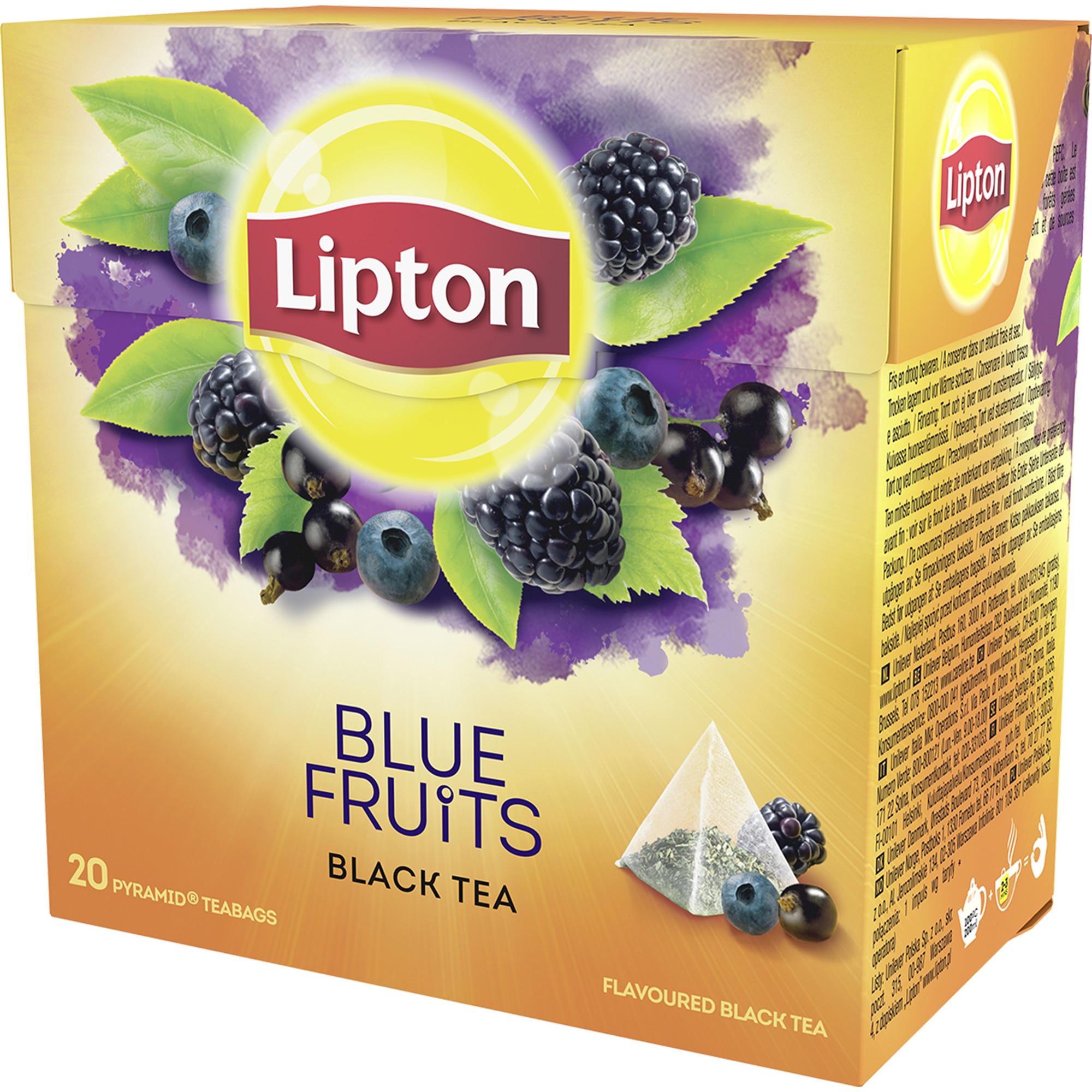 Ceai negru cu fructe albastre Lipton, 20 pliculete, 36 g