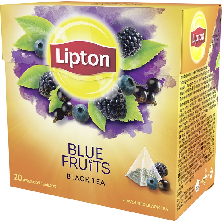Ceai negru cu fructe albastre Lipton, 20 pliculete, 36 g