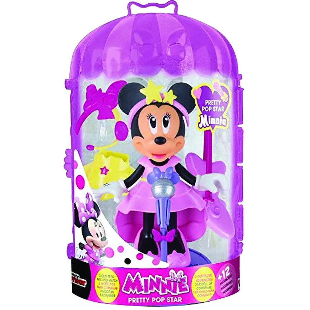 Papusa Minnie Pretty Pop Star, 10 accesorii, Multicolor