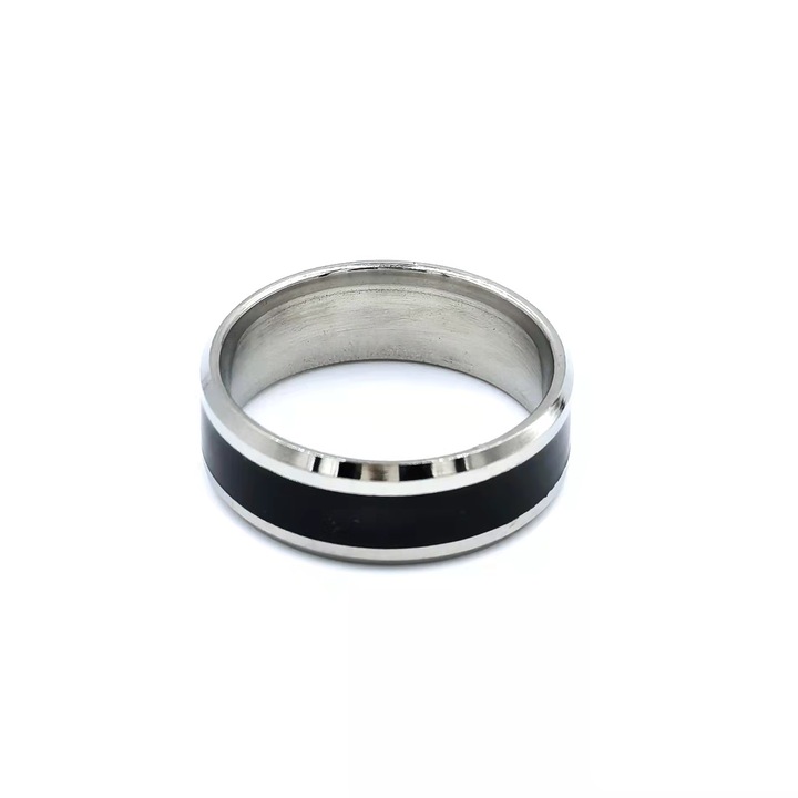 Gyuru, rozsdamentes acel, Nevermore®, minimalista stilus, Vintage fekete