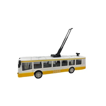 Troleibuz metalic pull back cu sunete si lumini Troleibuz metalic pull back cu sunete si lumini