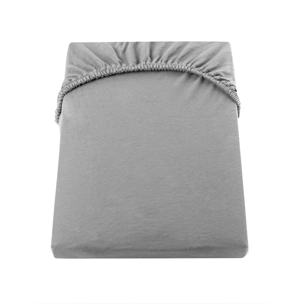 Cearceaf de pat cu elastic Mally Home Yuny, 200 x 200 plus 25 cm, Bumbac, Gri