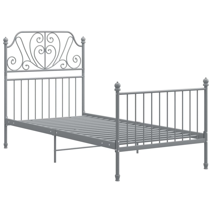 Cadru de pat, pentru Dormitor, gri, 100x200 cm, metal - FurnitureRomania - 206 x 104 x 124 cm PRO9353023