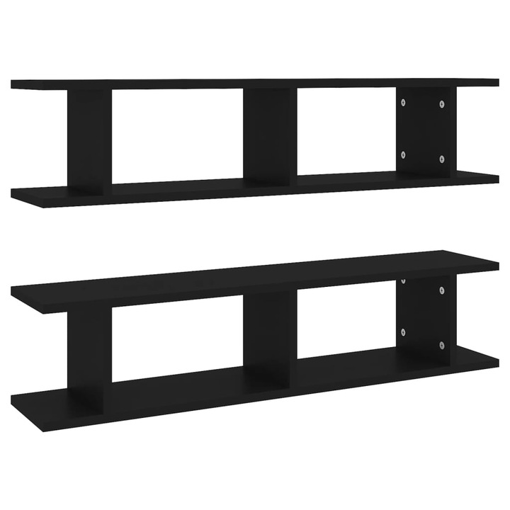vidaXL 2 db fekete forgácslap fali polc 90 x 18 x 20 cm 807197