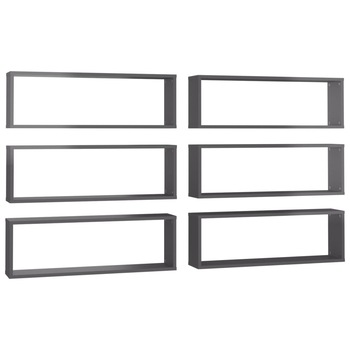 Set rafturi de perete cub 6 buc gri extralucios 80x15x26,5 cm PAL 807132 Set rafturi de perete cub 6 buc gri extralucios 80x15x26,5 cm PAL 807132