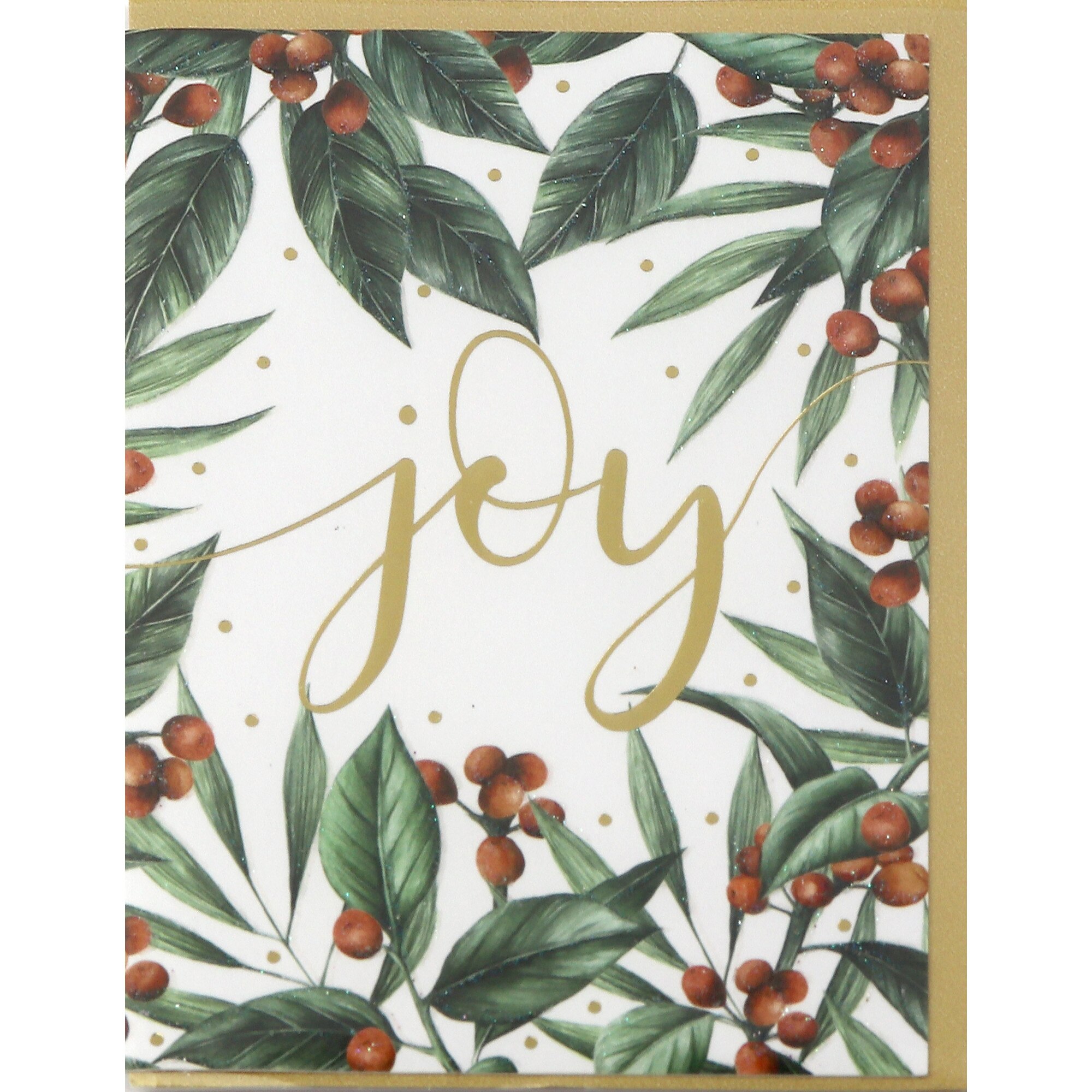 Felicitare - Joy Leaves & Berries, Verde, Standard, Hartie