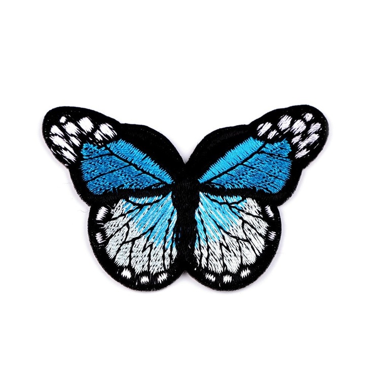 Hímzett hőlapos applikáció 48 x 70 mm Türkiz pillangó