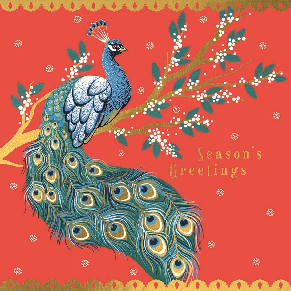 Felicitare - Seasons Greeting - Peacock, Multicolor, Cu mesaj, Carton