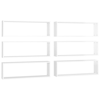 Set rafturi de perete cub 6 buc alb extralucios 80x15x26,5 cm PAL 807126 Set rafturi de perete cub 6 buc alb extralucios 80x15x26,5 cm PAL 807126