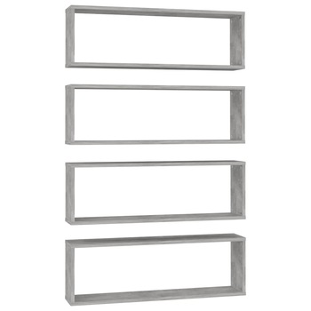Set rafturi de perete cub, 4 buc, gri beton, 80x15x26,5 cm, PAL 807119 Set rafturi de perete cub, 4 buc, gri beton, 80x15x26,5 cm, PAL 807119
