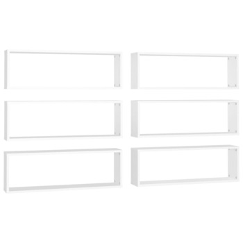 Set rafturi de perete cub, 6 buc, alb, 80x15x26,5 cm PAL 807108 Set rafturi de perete cub, 6 buc, alb, 80x15x26,5 cm PAL 807108