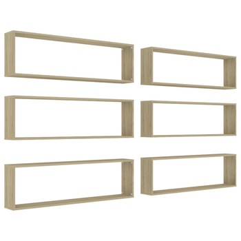 Set rafturi de perete cub, 6 buc, stejar Sonoma, 100x15x30 cm, PAL 807090 Set rafturi de perete cub, 6 buc, stejar Sonoma, 100x15x30 cm, PAL 807090