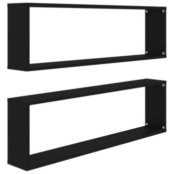 Set rafturi de perete cub, 2 buc negru, 100x15x30 cm, PAL 807082 Set rafturi de perete cub, 2 buc negru, 100x15x30 cm, PAL 807082