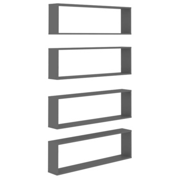 Set rafturi de perete cub, 4 buc, gri, 100x15x30 cm, PAL 807086 Set rafturi de perete cub, 4 buc, gri, 100x15x30 cm, PAL 807086