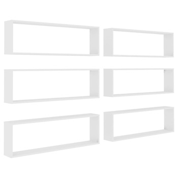Set rafturi de perete cub 6 buc alb, 100x15x30cm PAL 807081 Set rafturi de perete cub 6 buc alb, 100x15x30cm PAL 807081
