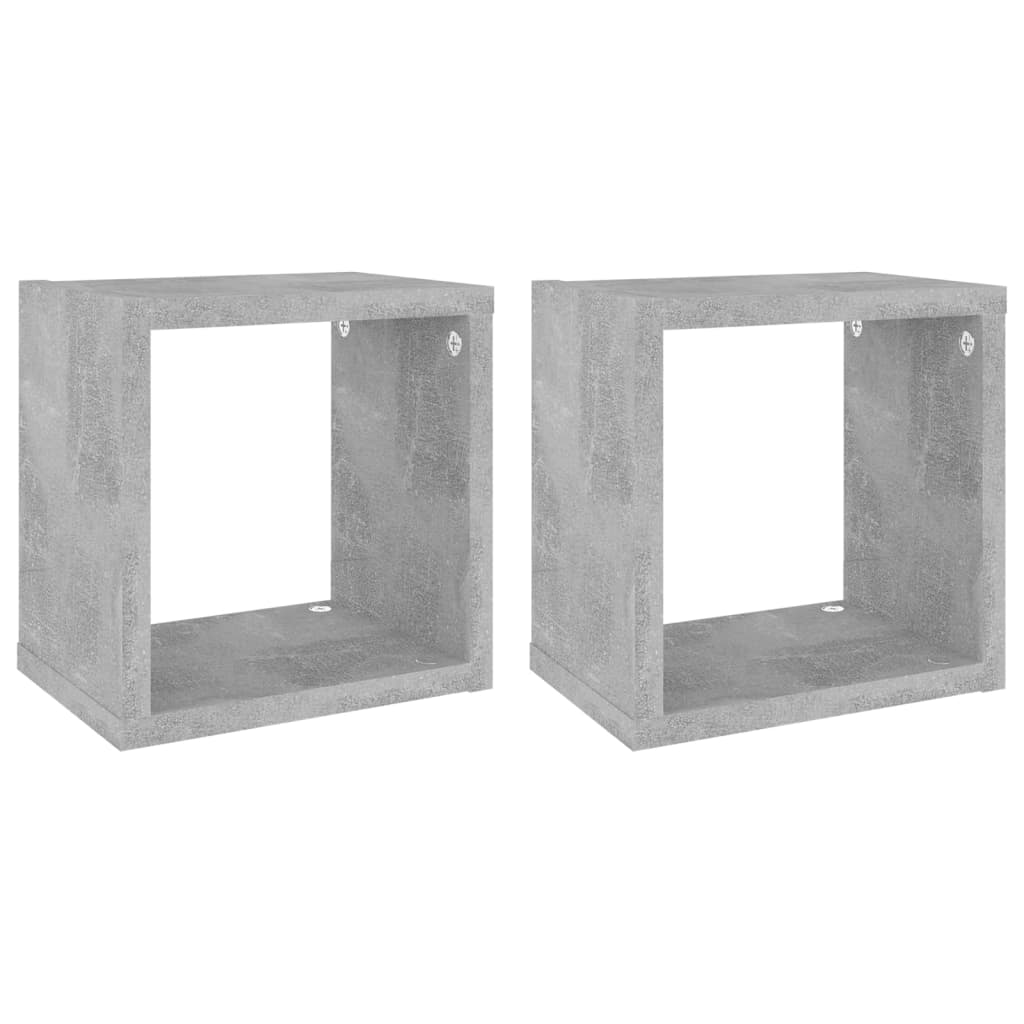 Set rafturi de perete cub, 2 buc, gri beton, 22x15x22 cm 807064