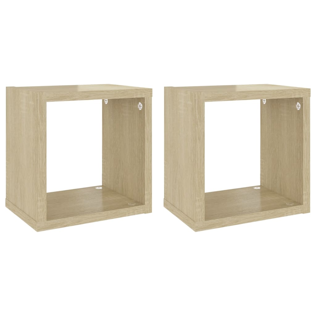 Set rafturi de perete cub, 2 buc stejar sonoma, 22x15x22 cm 807061