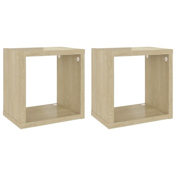 Set rafturi de perete cub, 2 buc stejar sonoma, 22x15x22 cm 807061 Set rafturi de perete cub, 2 buc stejar sonoma, 22x15x22 cm 807061