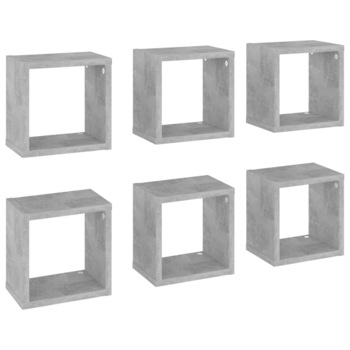 Set rafturi de perete cub, 6 buc, gri beton, 22x15x22 cm 807066 Set rafturi de perete cub, 6 buc, gri beton, 22x15x22 cm 807066