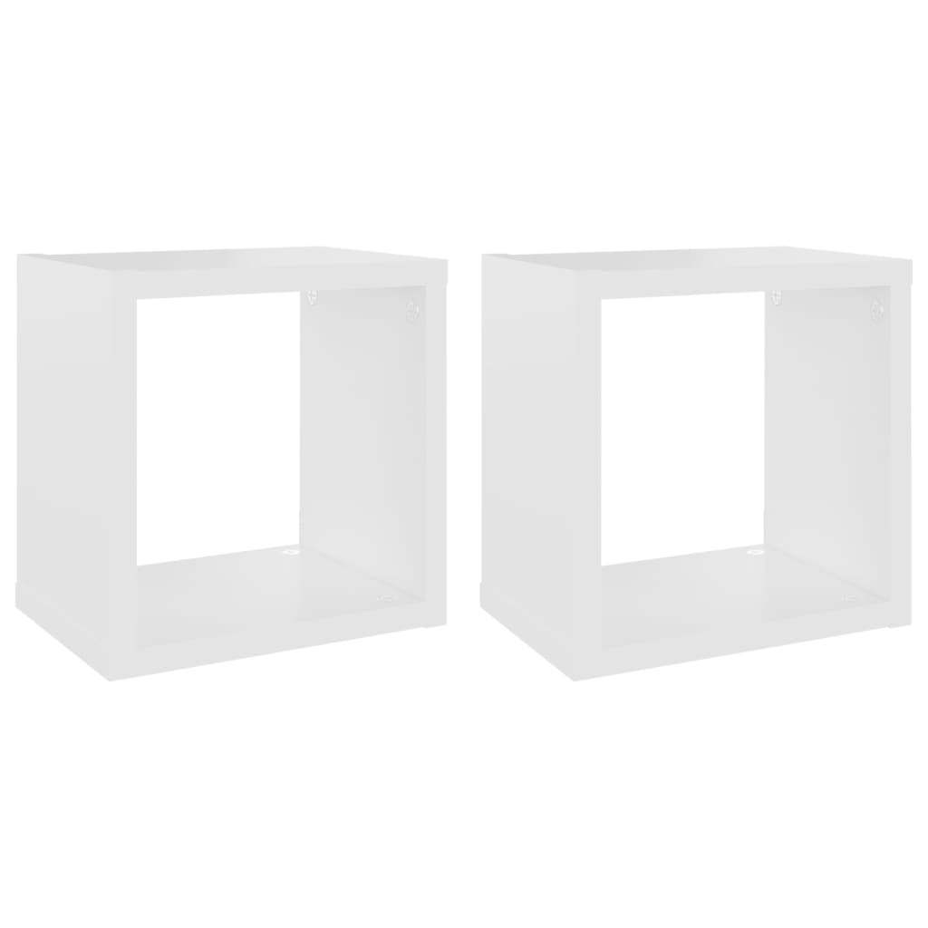 Set rafturi de perete cub, 2 buc alb, 22x15x22 cm 807052