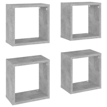 Set rafturi de perete cub, 4 buc, gri beton, 26x15x26 cm 807038 Set rafturi de perete cub, 4 buc, gri beton, 26x15x26 cm 807038