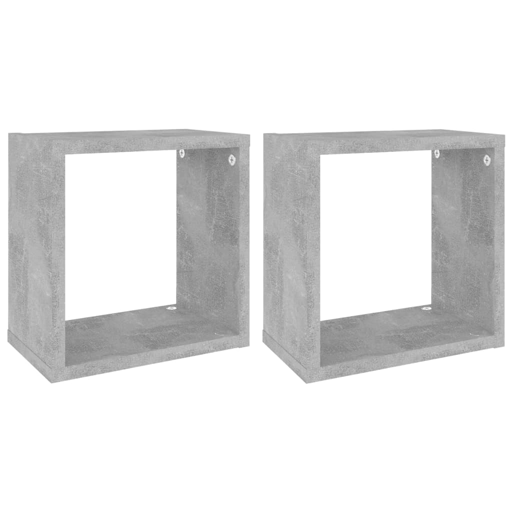 Set rafturi de perete cub, 2 buc gri beton, 26x15x26 cm 807037