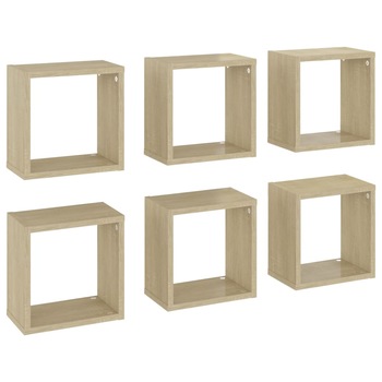 Set rafturi de perete cub 6 buc stejar sonoma 26x15x26 cm 807036 Set rafturi de perete cub 6 buc stejar sonoma 26x15x26 cm 807036