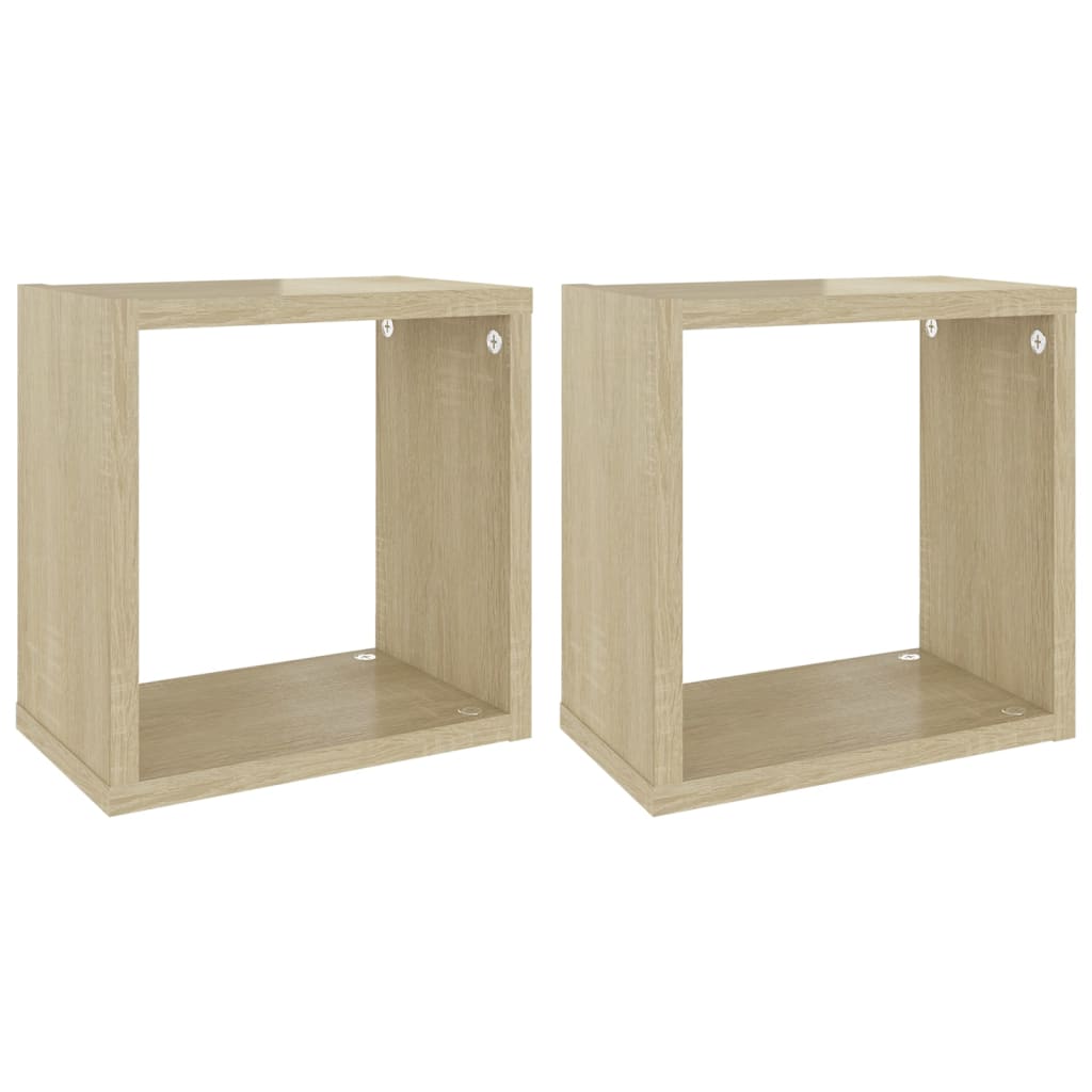 Set rafturi de perete cub 2 buc stejar sonoma 26x15x26 cm 807034