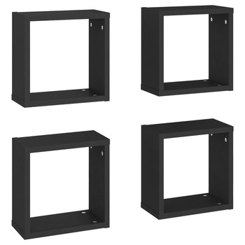 Set rafturi de perete cub, 4 buc negru, 30x15x30 cm 807002 Set rafturi de perete cub, 4 buc negru, 30x15x30 cm 807002