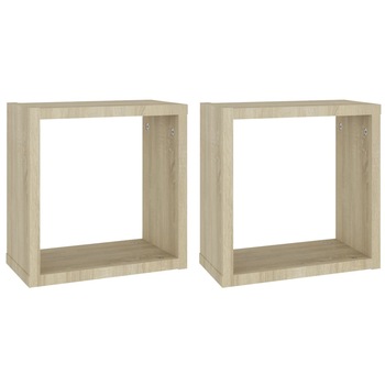 Set rafturi de perete cub, 2 buc, stejar sonoma, 30x15x30 cm 807007 Set rafturi de perete cub, 2 buc, stejar sonoma, 30x15x30 cm 807007