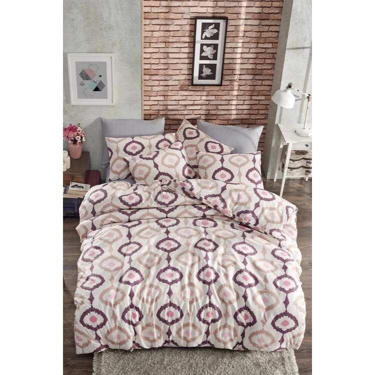 Set Lenjerie de Pat, 65% Bumbac, 35% Poliester, Love Safir, 4 piese, 2 persoane