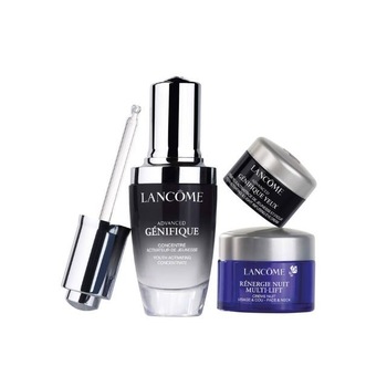 Set ingrijire ten Lancome Genifique, ser facial 30 ml, crema de ochi Genifique 5 ml, crema de noapte Renergie Multi-Lift 15 ml Set ingrijire ten Lancome Genifique, ser facial 30 ml, crema de ochi Genifique 5 ml, crema de noapte Renergie Multi-Lift 15 ml