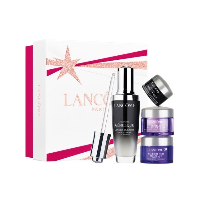 Set ingrijire ten Lancome Genifique, ser facial 50 ml, crema de ochi 5 ml, crema de zi 15 ml, crema de noapte 15 ml