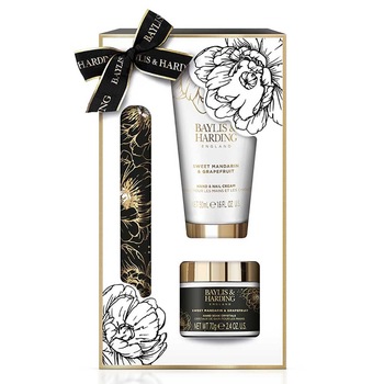 Set Baylis & Harding Sweet Mandarin & Grapefruit, Femei, crema maini 50 ml, sare baie 70 g si pila unghii Set Baylis & Harding Sweet Mandarin & Grapefruit, Femei, crema maini 50 ml, sare baie 70 g si pila unghii