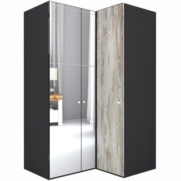 Dulap de Colt Genarom LEX Model B, Decor K084 O / Oglinda, 145-117 x 218 x 66 cm