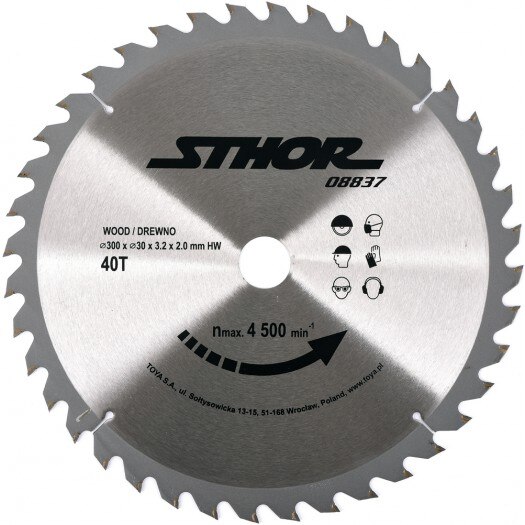Disc circular pentru lemn Sthor 300X30mm, 40T