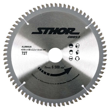 Disc circular pentru aluminiu Sthor 210X30mm, 72T Disc circular pentru aluminiu Sthor 210X30mm, 72T