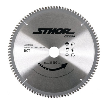 Disc circular pentru aluminiu Sthor 250X30mm, 100T Disc circular pentru aluminiu Sthor 250X30mm, 100T
