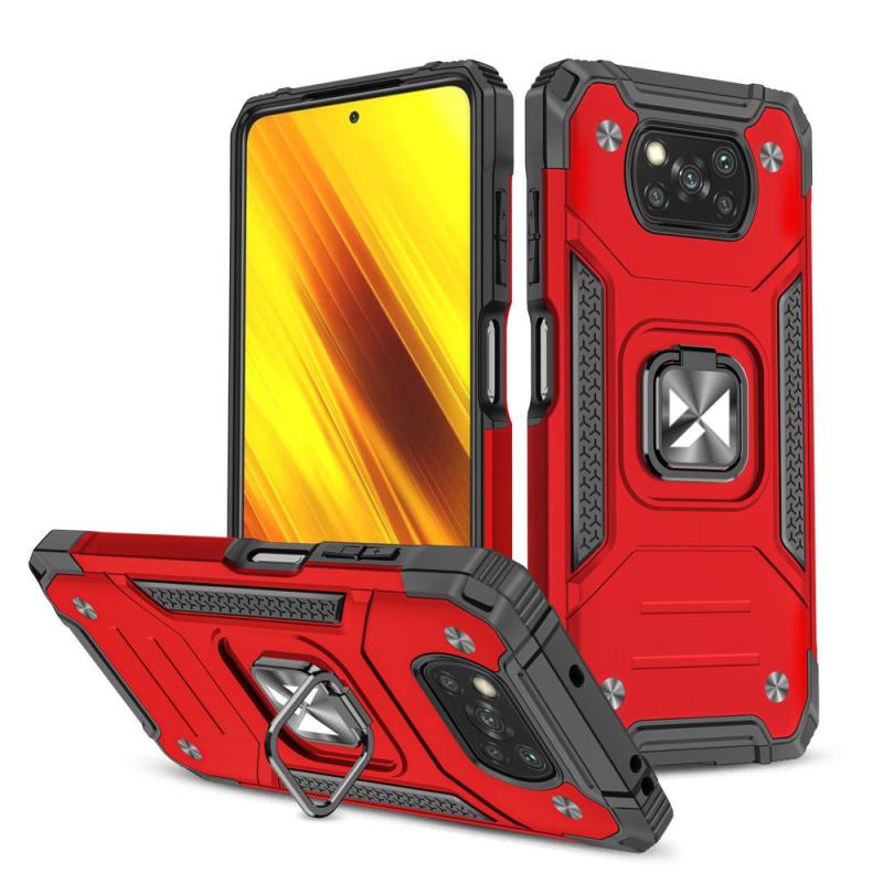 Carcasa Wozinsky Ring Armor compatibila cu Xiaomi Poco X3 NFC/X3 Pro, Functie magnetica, Red