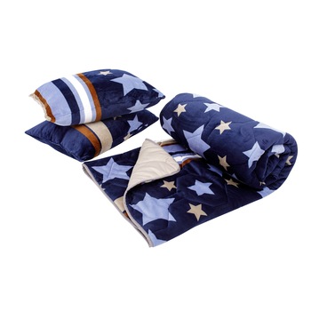 Set Alcam cocolino, 2 perne 50x70 cm si pilota matlasata 200x220 cm, Stelle Fleece Set Alcam cocolino, 2 perne 50x70 cm si pilota matlasata 200x220 cm, Stelle Fleece