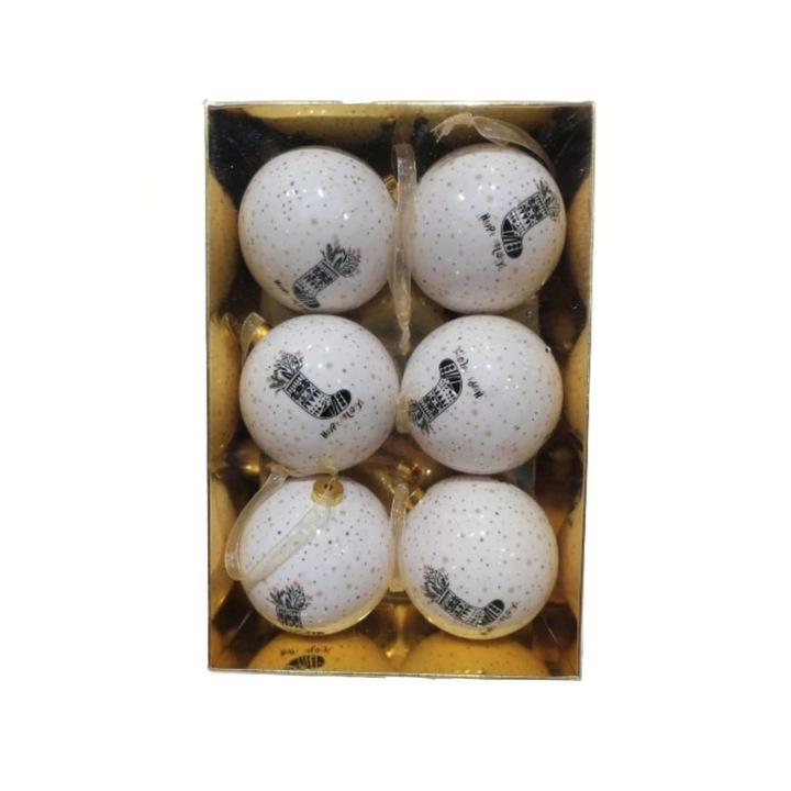 Set 6 Globuri de Craciun , multicolor , 8 cm