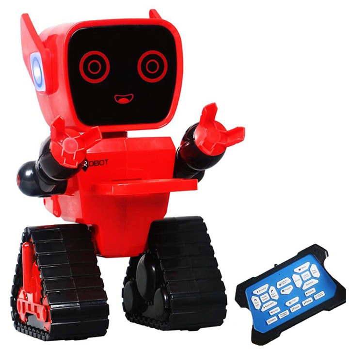 Robotul AKU SMART cu Telecomanda, Smart Voice Control, cu Pusculita, Canta si Danseaza, Rosu AK6777