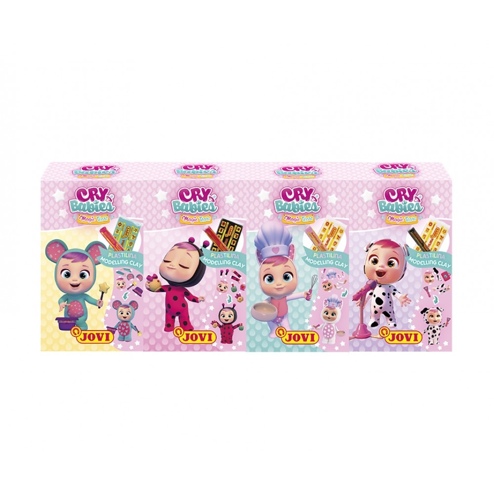 Pachet de 4 seturi creative Cry Babies cu plastilina Jovi, personaje Coney, Lady, Dotty, Lala