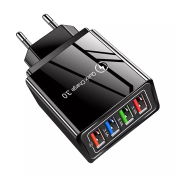 Incarcator Priza OZ Rectangle, 4x USB Qualcomm, 3.0 Ultra Fast Charge, 7A Output, Material Ignifug, Cip Protectie Temperatura Ridicata, Negru Incarcator Priza OZ Rectangle, 4x USB Qualcomm, 3.0 Ultra Fast Charge, 7A Output, Material Ignifug, Cip Protectie Temperatura Ridicata, Negru