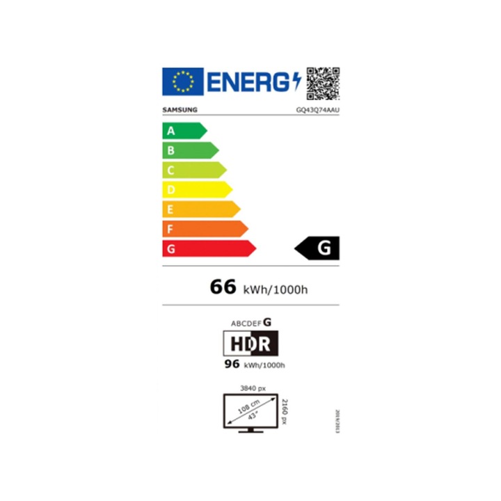 Televizor QLED Samsung GQ43Q74AAUXZG, Smart TV UHD 4K, control vocal, WiFi Direct, Bluetooth, 108 cm, negru