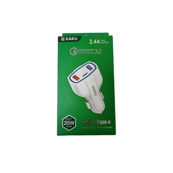 Incarcator Auto QC3.0 2 Porturi USB Type-c Alb KAKU Incarcator Auto QC3.0 2 Porturi USB Type-c Alb KAKU