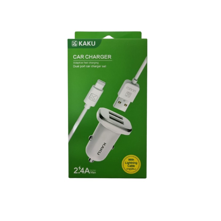 Incarcator Auto Fast Charge, 2 x USB, Cablu Usb – Micro USB, 2.4 A, Alb – Kaku