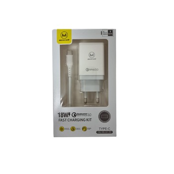 Incarcator original Maxcell priza si cablu Type C lqualcomm 3.0 fast charge Alb Incarcator original Maxcell priza si cablu Type C lqualcomm 3.0 fast charge Alb