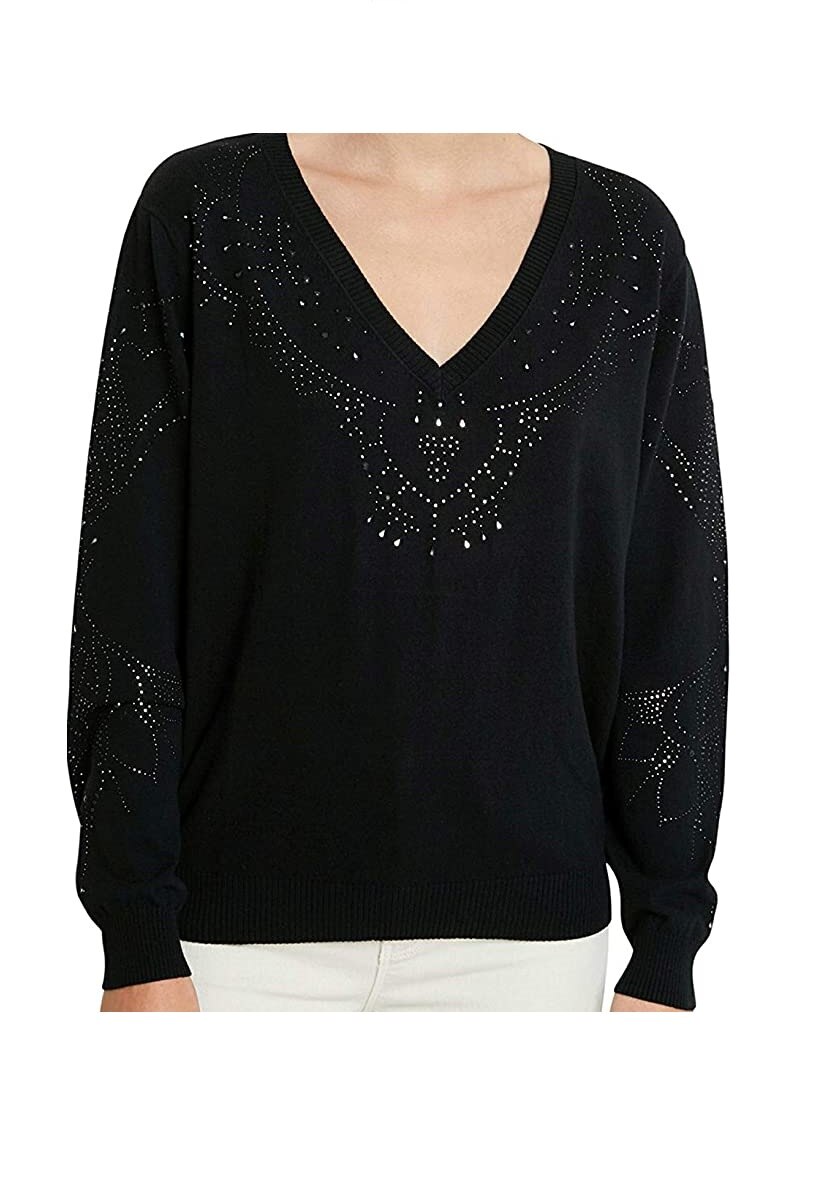 Pulover, Desigual, Regular fit, Negru