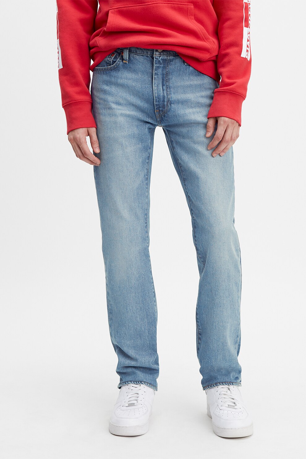Levi's, Blugi slim fit cu croiala dreapta si aspect decolorat 513™, Albastru deschis, W34-L32